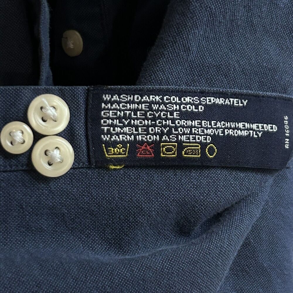 Nautica Mens Size 16 34/35 Button Down Shirt Vintage Oxford Blue Preppy - Picture 16 of 16